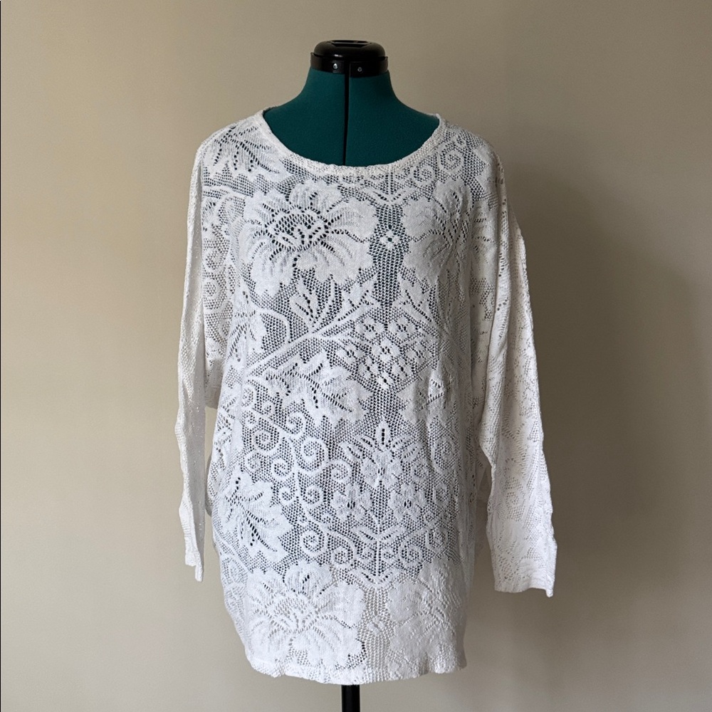 Bergdorf Goodman | Floral Lace Sweater in White